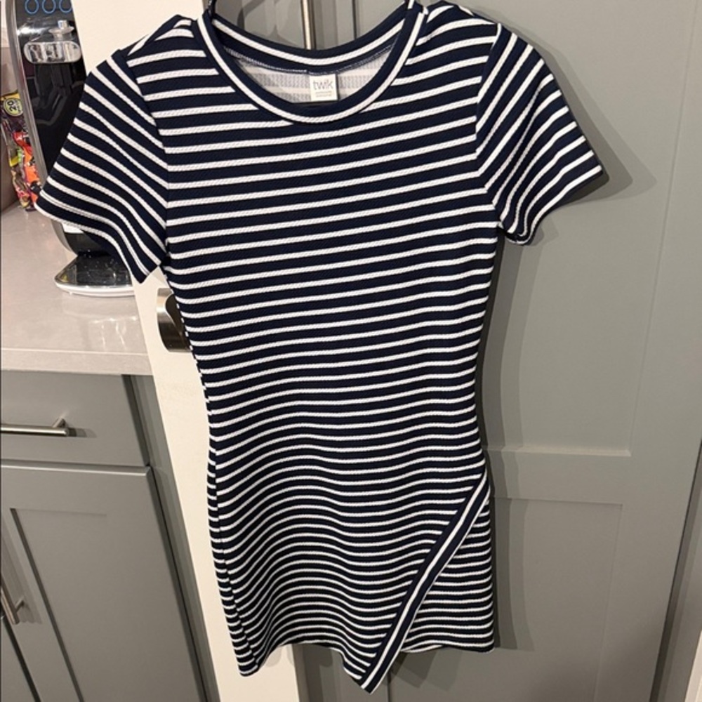 Twik Navy and White Striped Top